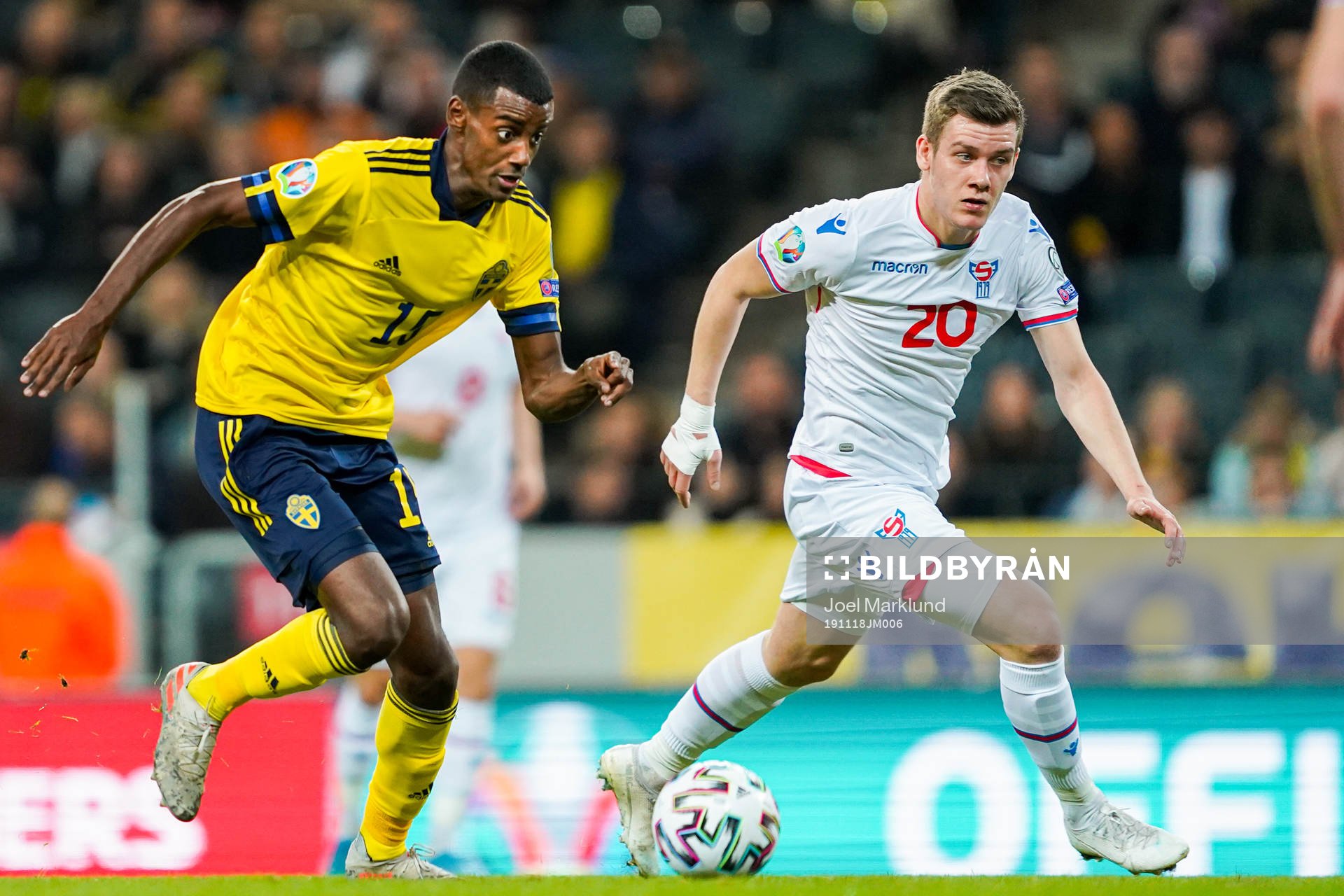 Alexander Isak of Sweden and Joannes Bjartalid of Faroe
