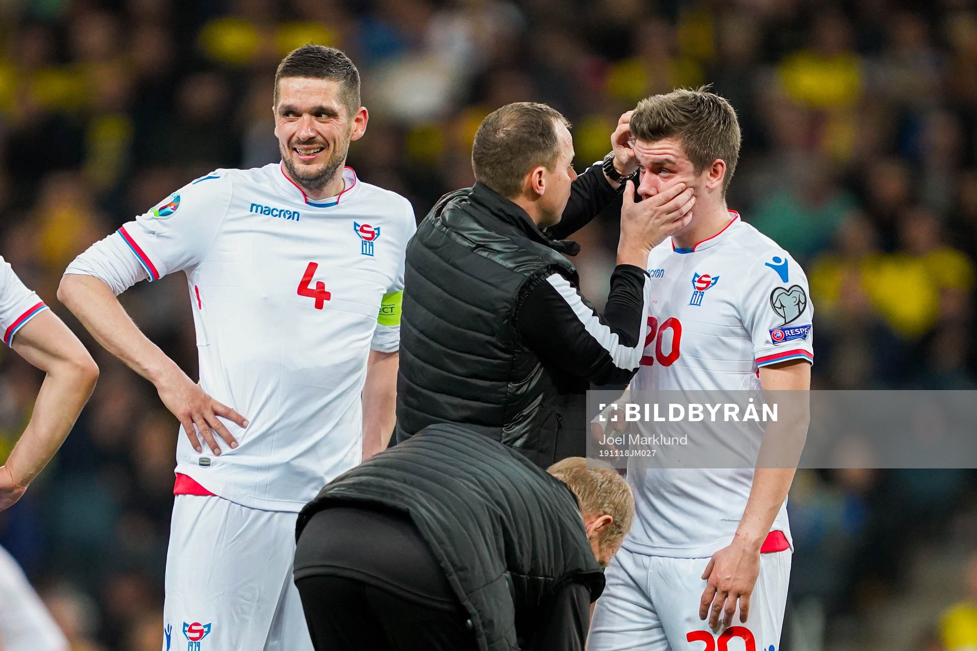 Joannes Bjartalid of Faroe Islands in pain