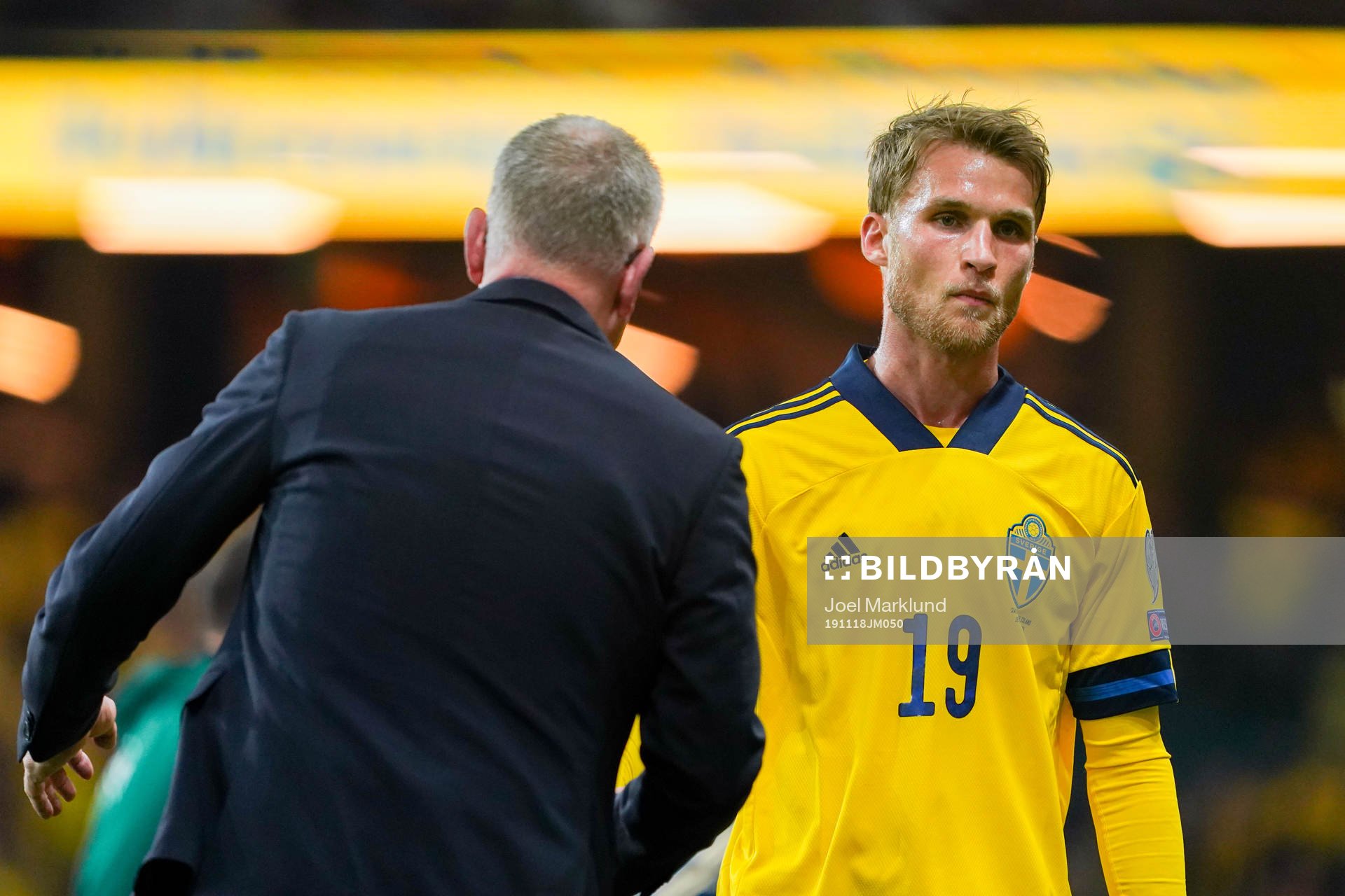 Sebastian Andersson and Janne Andersson, head coach of