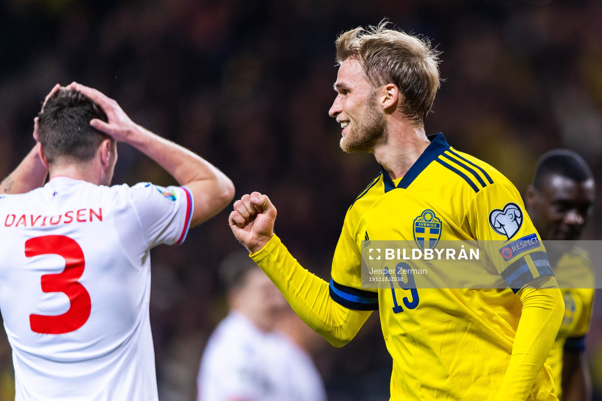 Sebastian Andersson of Sweden celebrates scoring 1-0