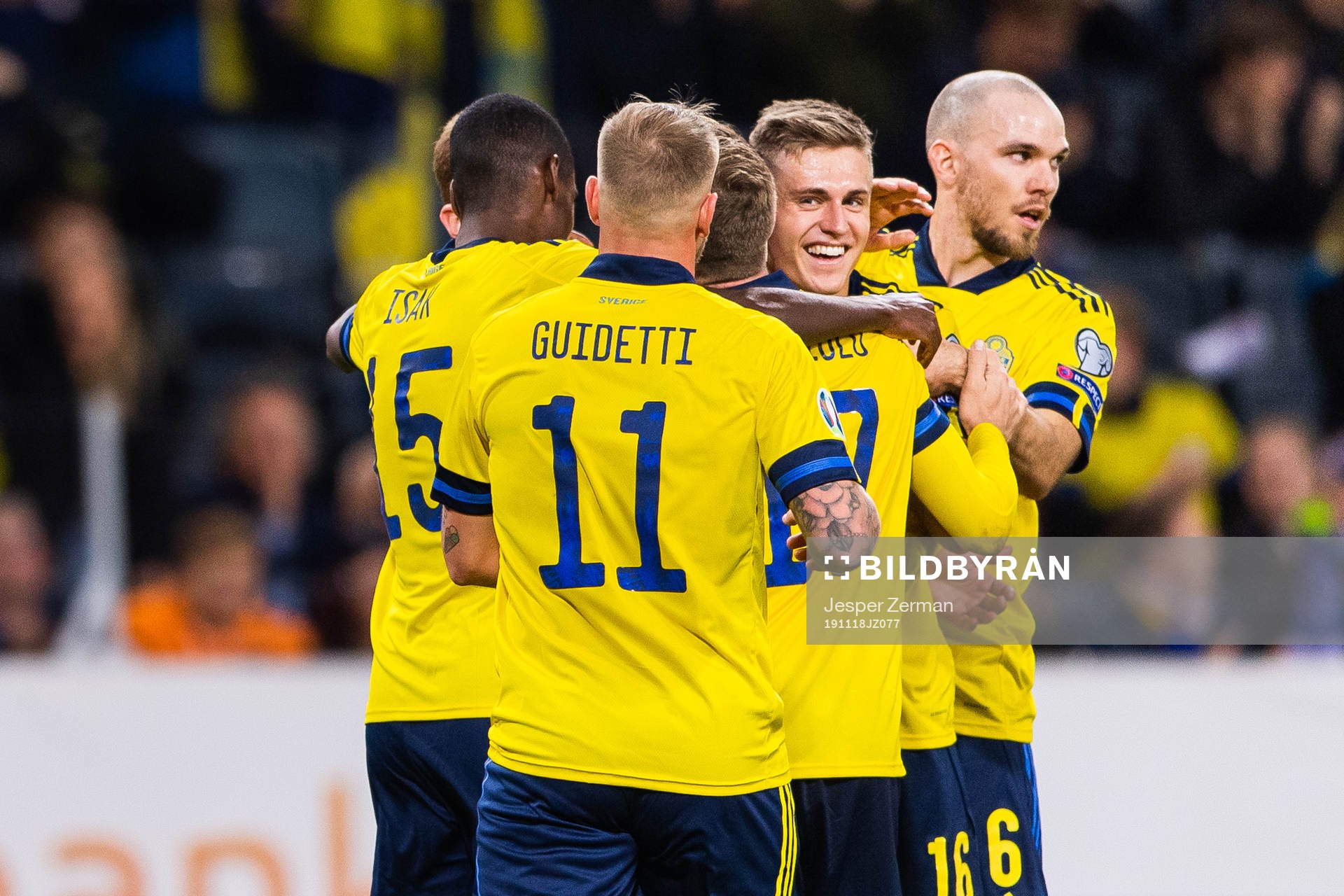 Mattias Svanberg of Sweden celebrates with Alexander Isak,