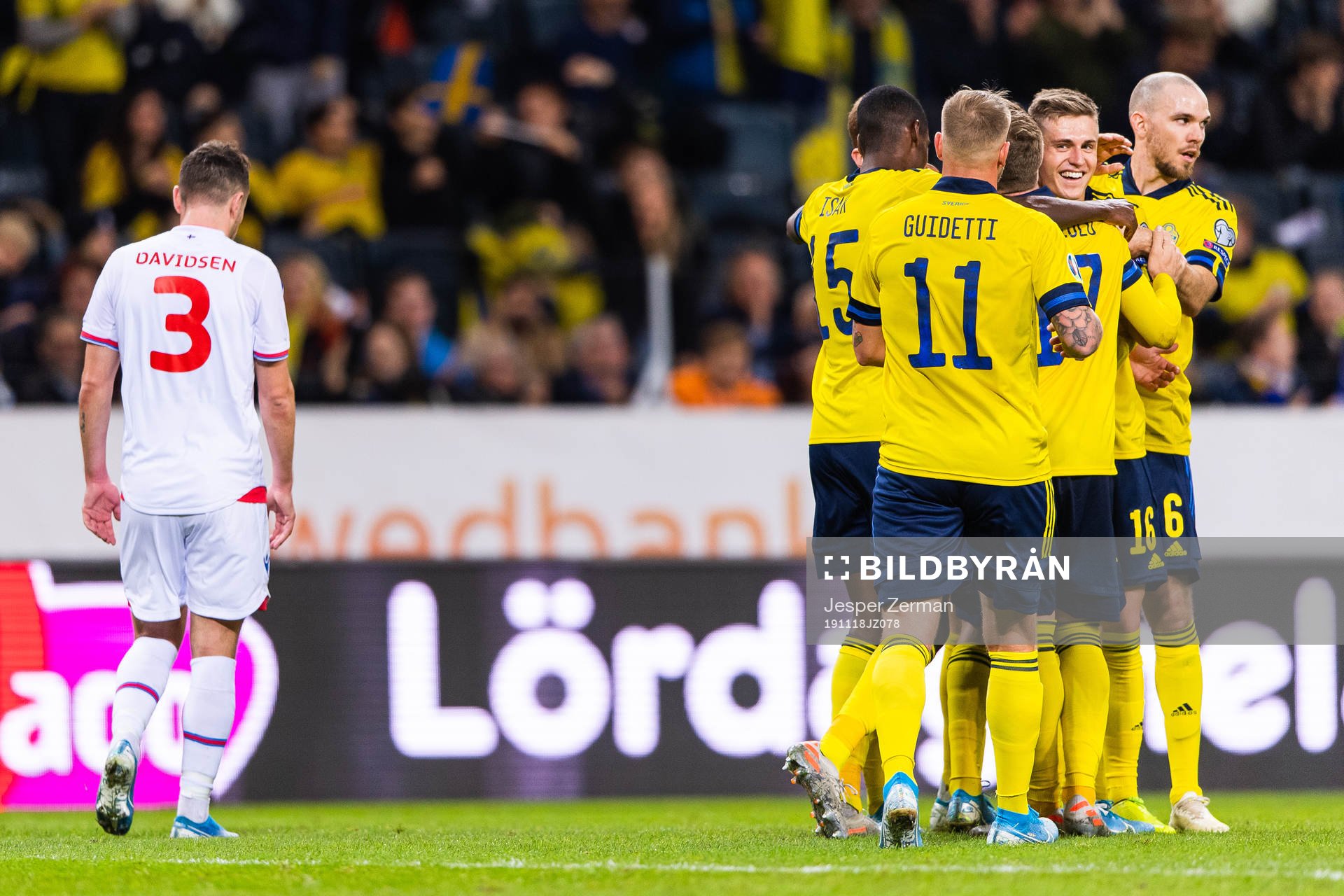 Mattias Svanberg of Sweden celebrates with Alexander Isak,