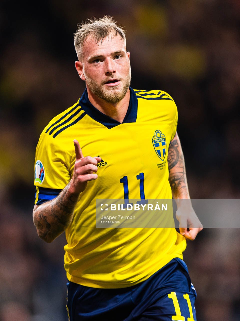 John Guidetti of Sweden celebrates scoring 3-0