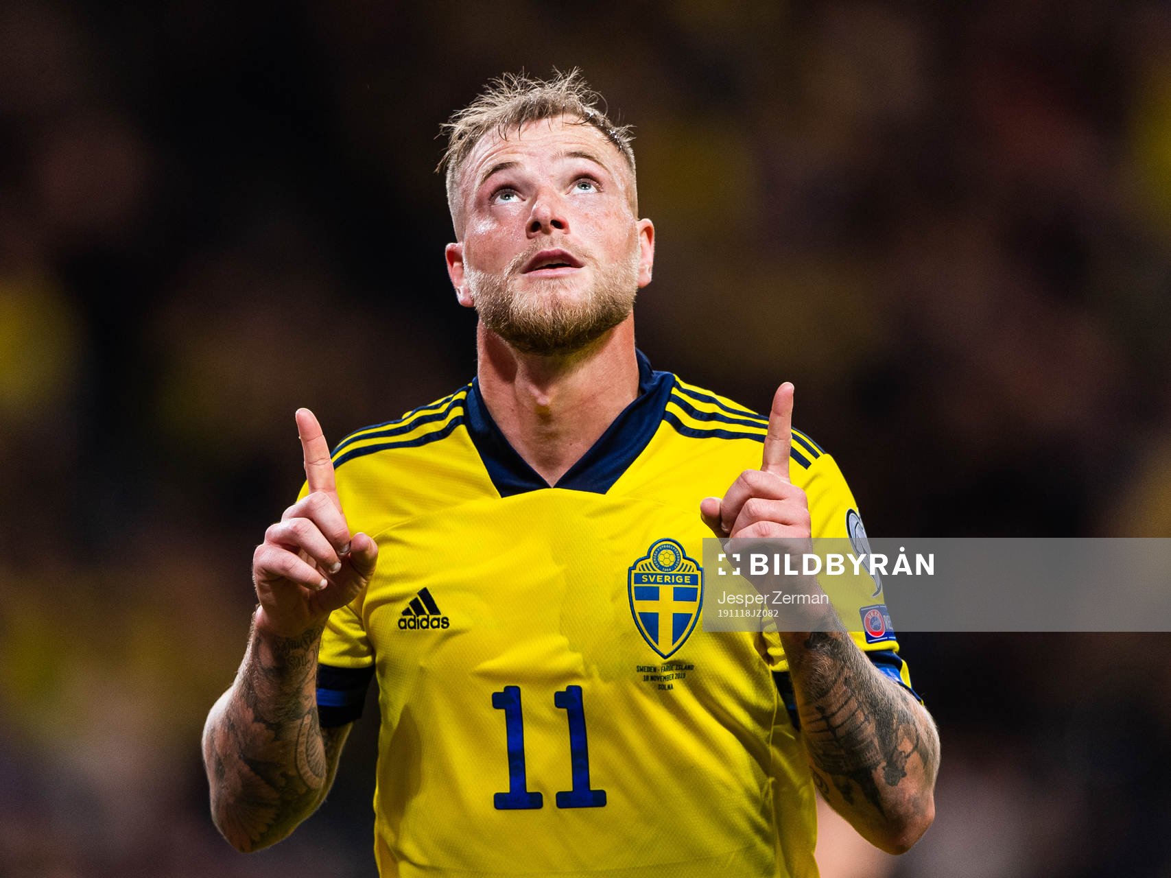 John Guidetti of Sweden celebrates scoring 3-0
