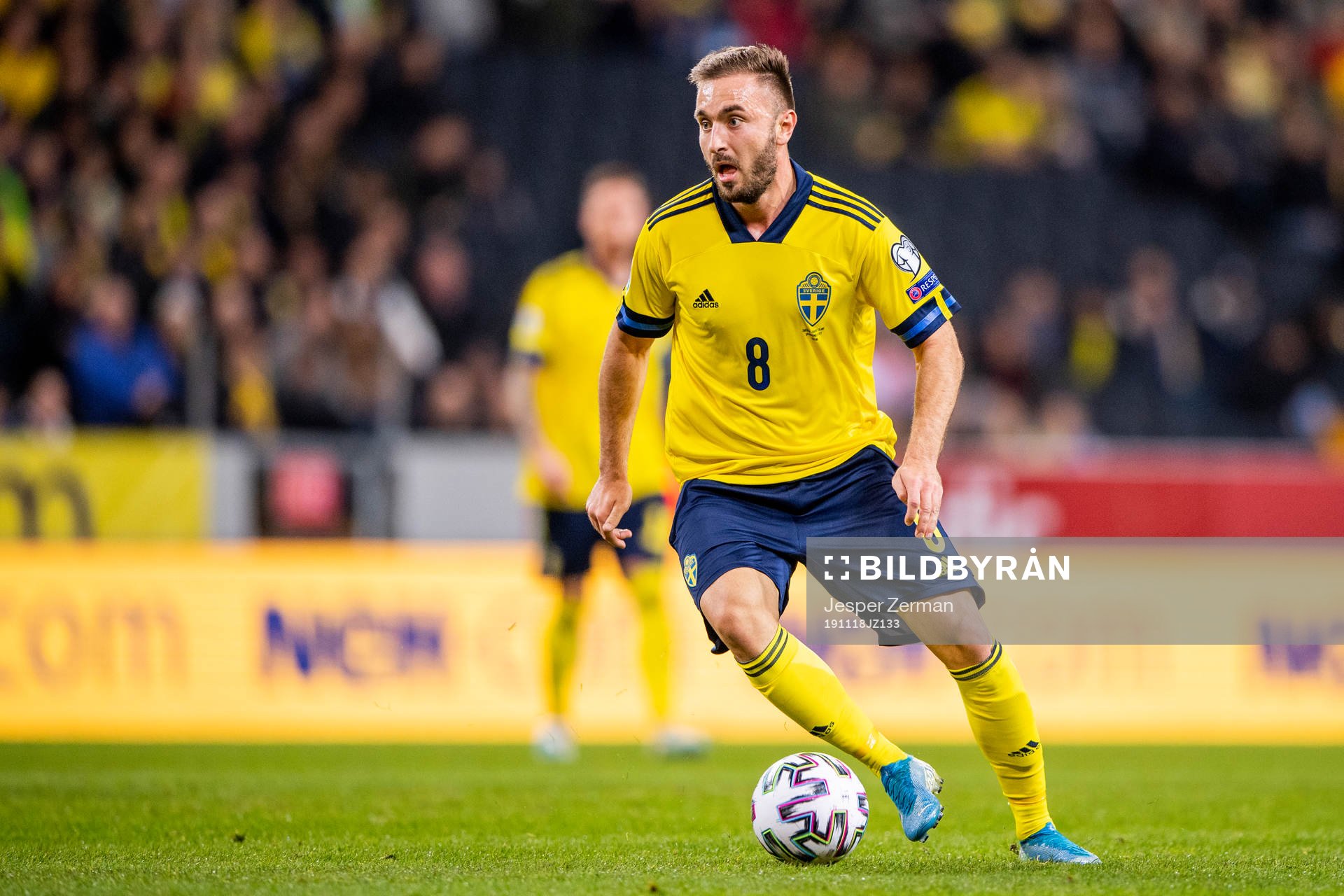 Muamer Tankovic of Sweden during the UEFA Euro Qualifier football match between Sweden and Faroe Islands on November 18, 2019 in Stockholm.