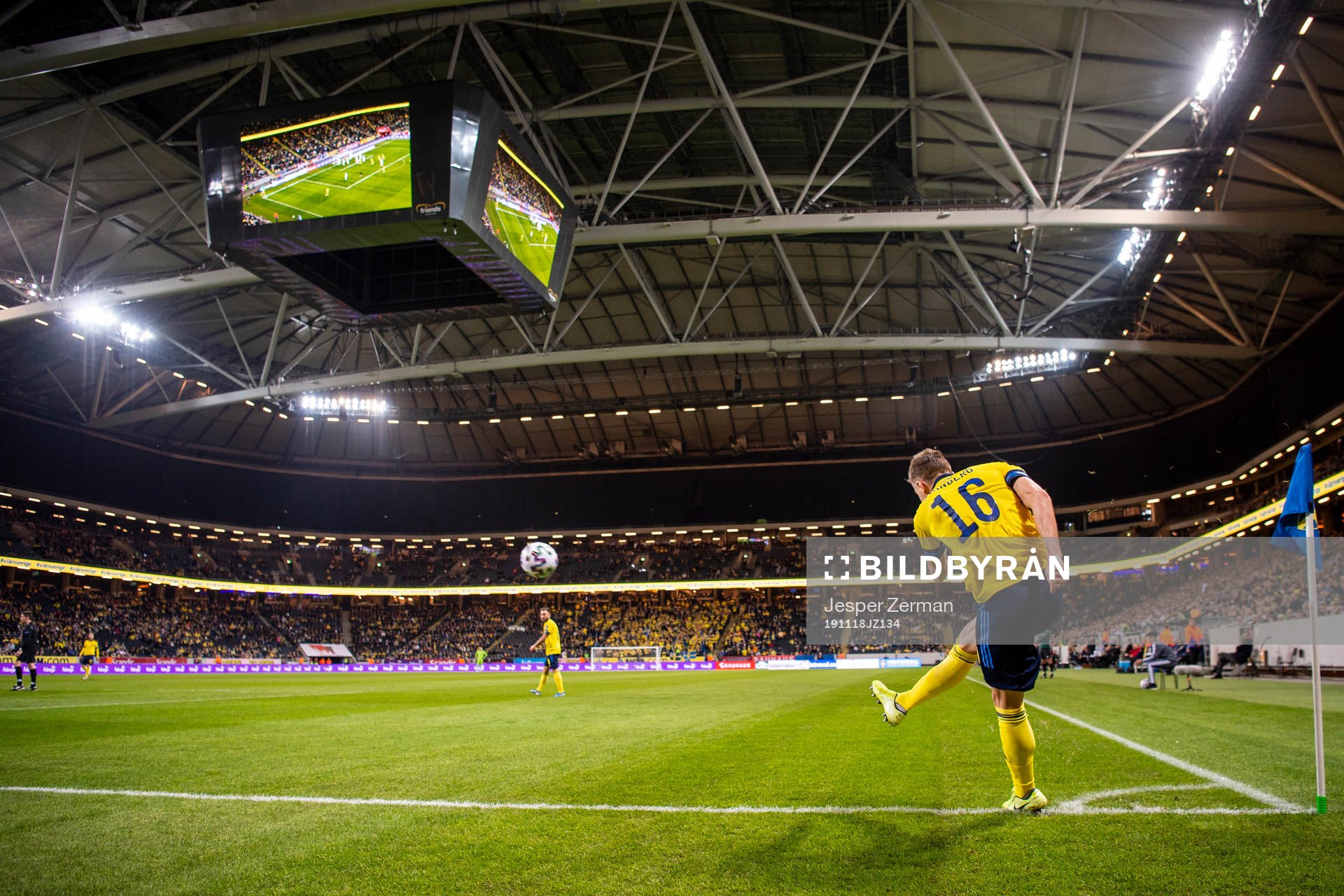 Mattias Svanberg of Sweden takes a corner kick