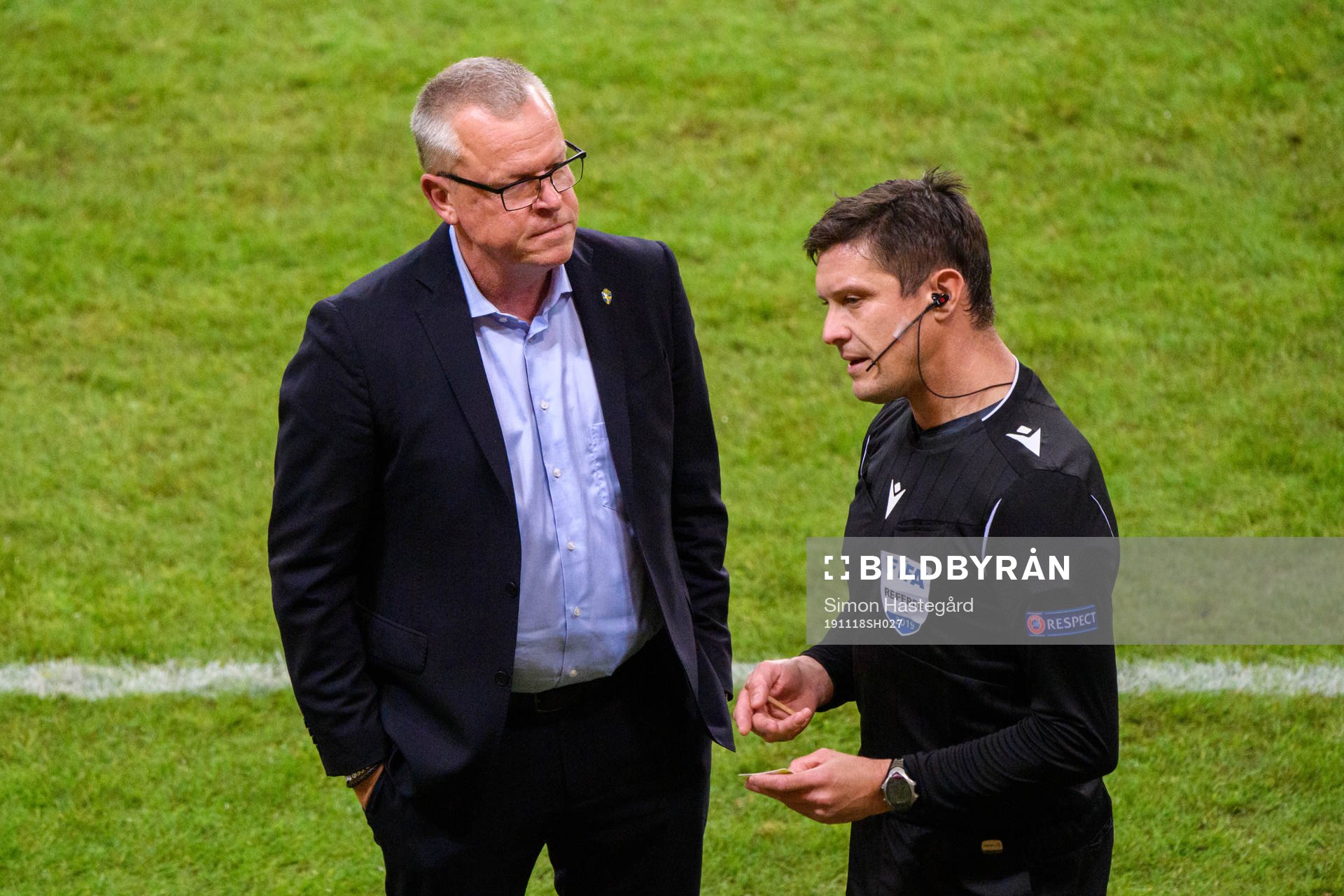 Janne Andersson, head coach of Sweden and fourth official