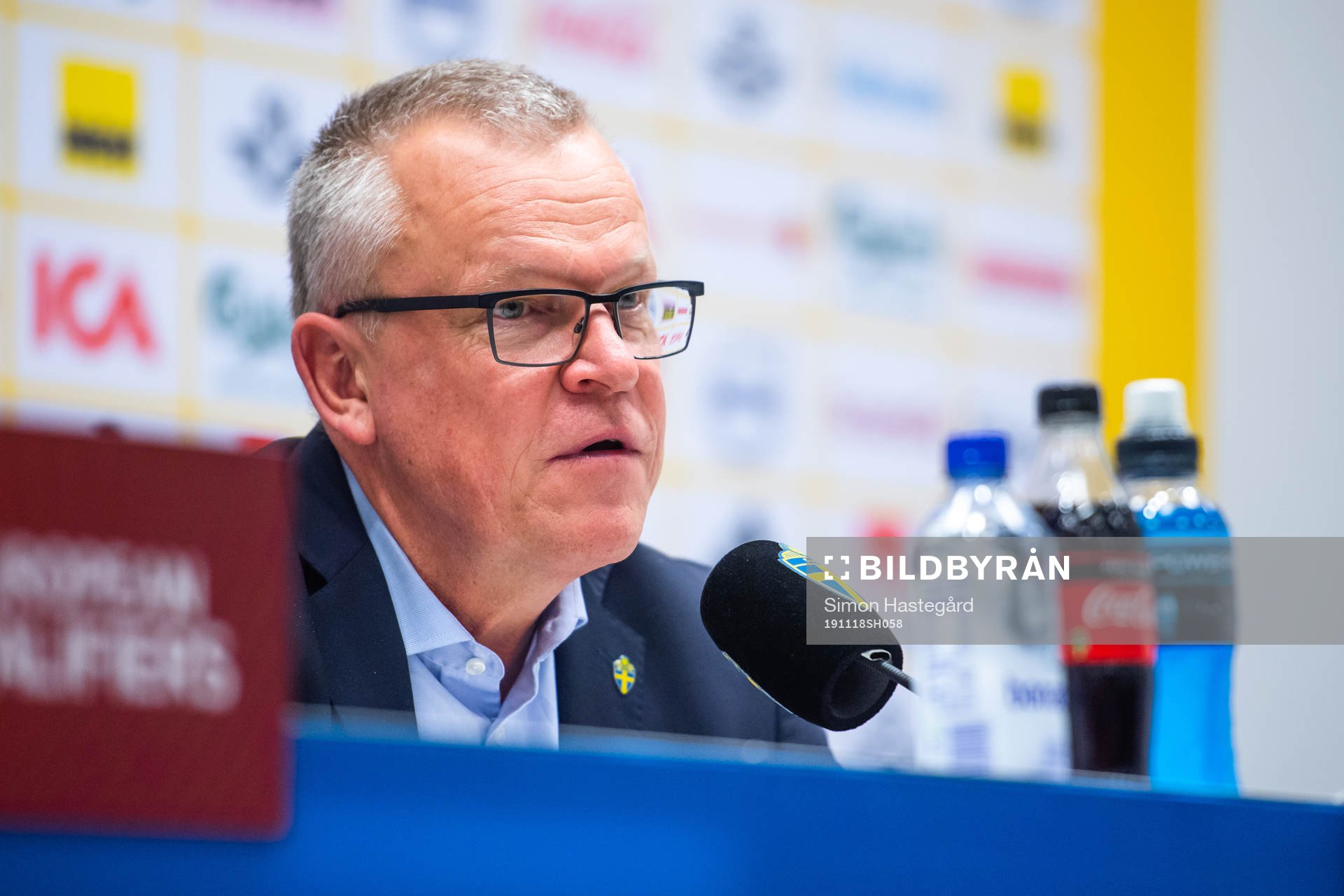 Janne Andersson, head coach of Sweden at the press