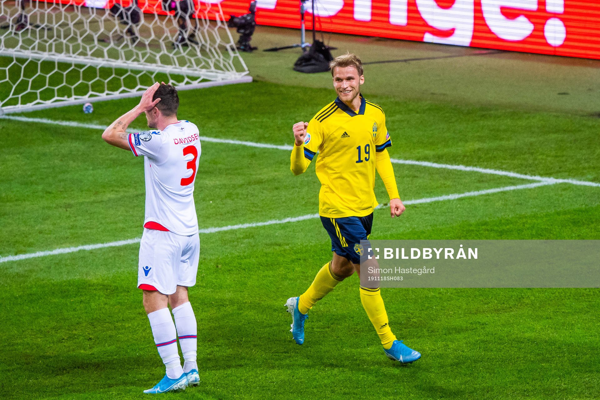 Sebastian Andersson of Sweden celebrates the 1-0 goal