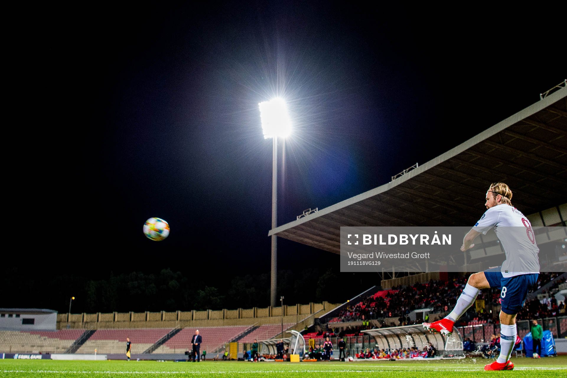Iver Fossum of Norway takes a corner kick