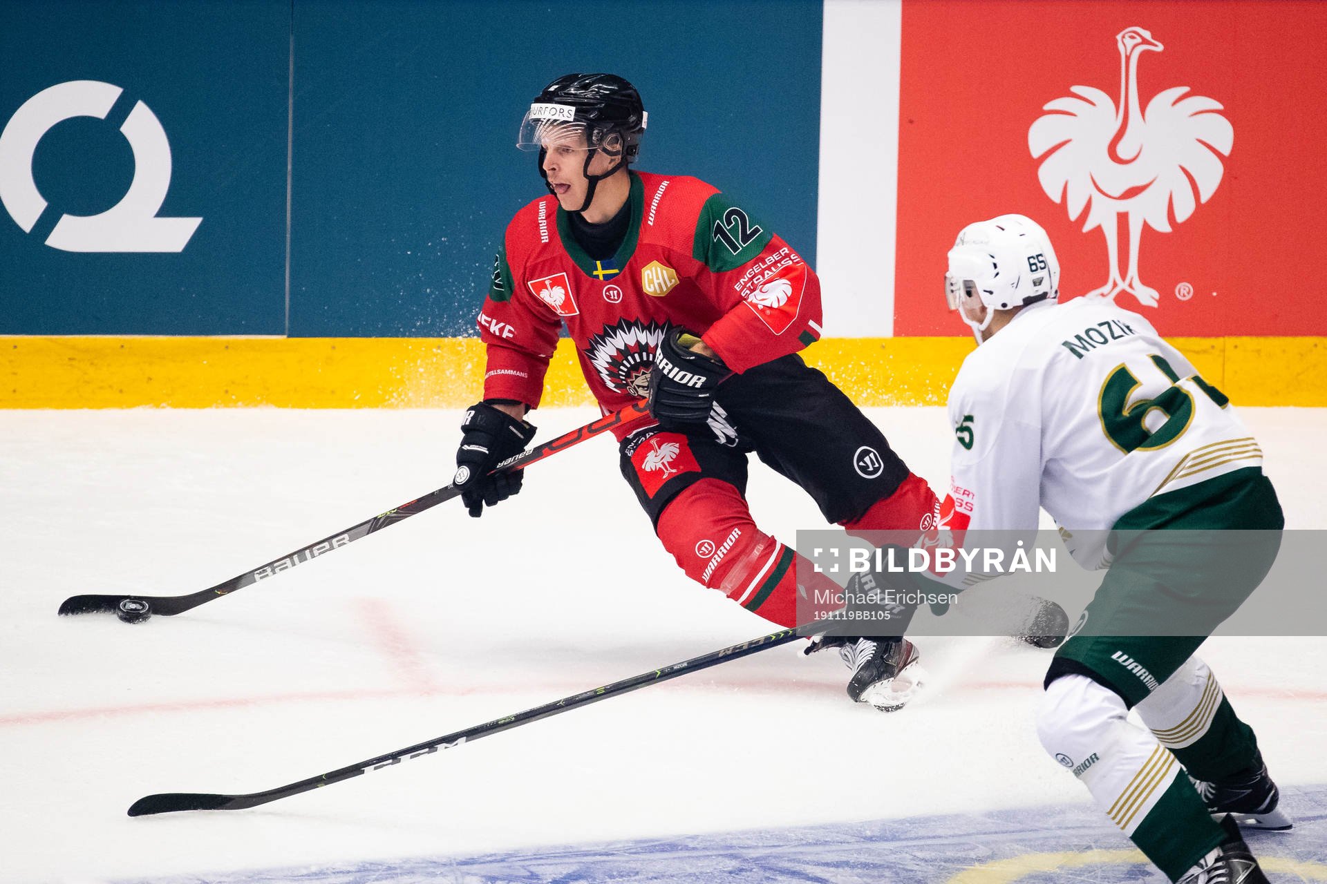Max Friberg of Frölunda and Johan Ryno of Färjestad