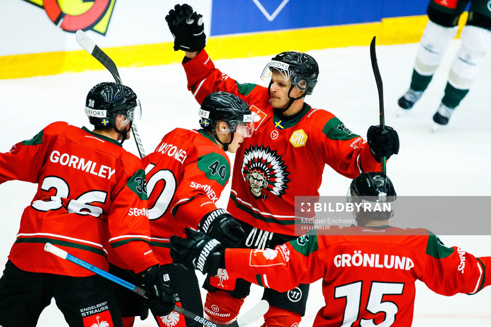Joel Mustonen of Frölunda celebrates the 4-1 goal
