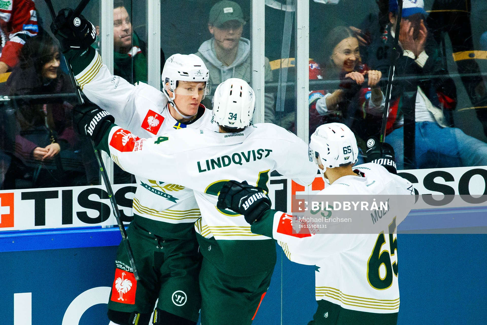 Gustav Rydahl of Färjestad celebrates the 4-2 goal