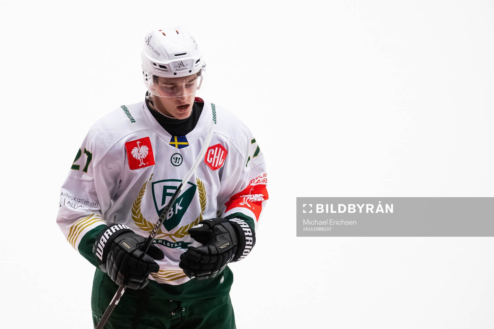 Oskar Bäck of Färjestad looks dejected