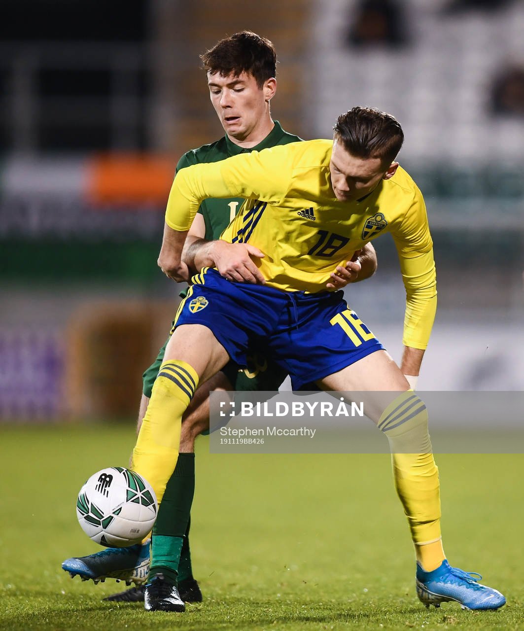 19 November 2019; Jake Larsson of Sweden and Thomas