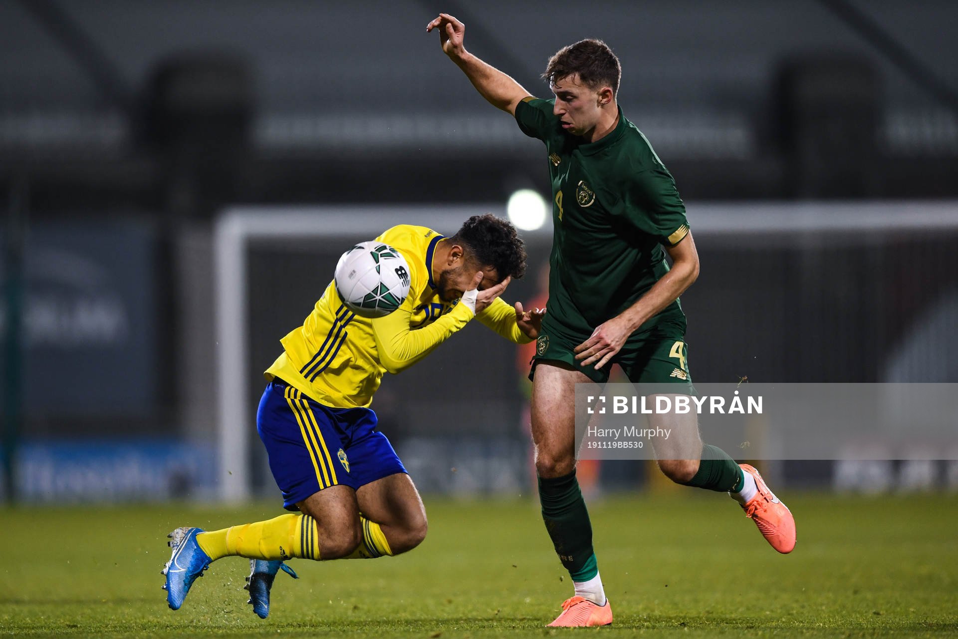 19 November 2019; Daleho Irandust of Sweden is fouled by