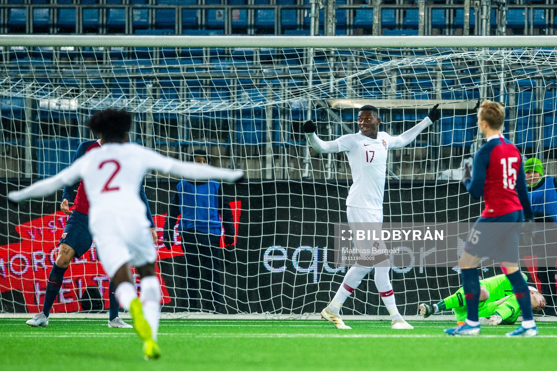 Rafael Leao of Portugal celebrates the 0-1 goal by Fabio