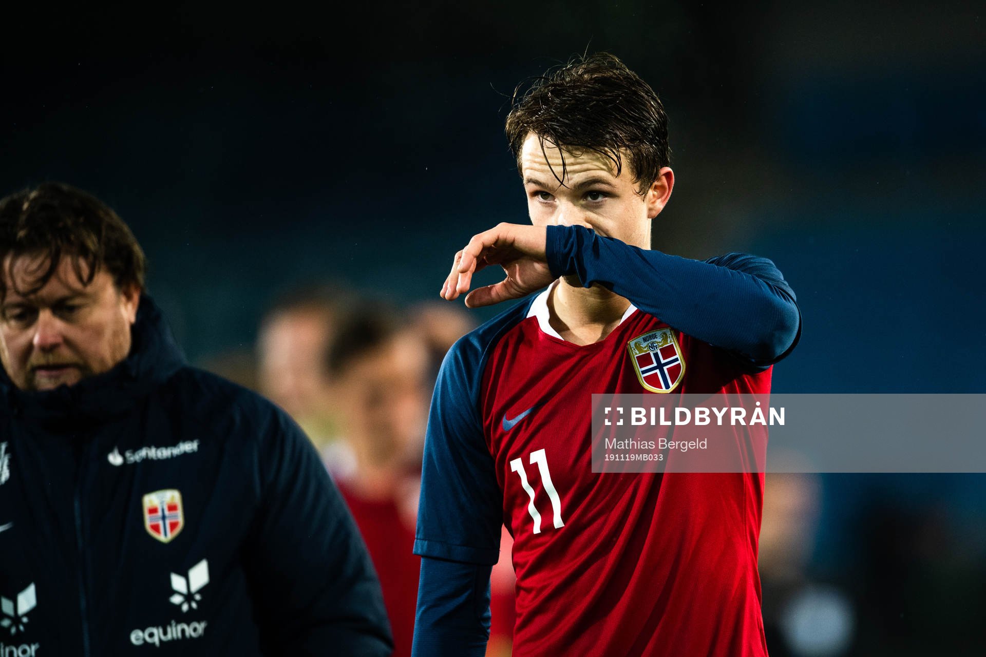 Håkon Evjen of Norway looks dejected