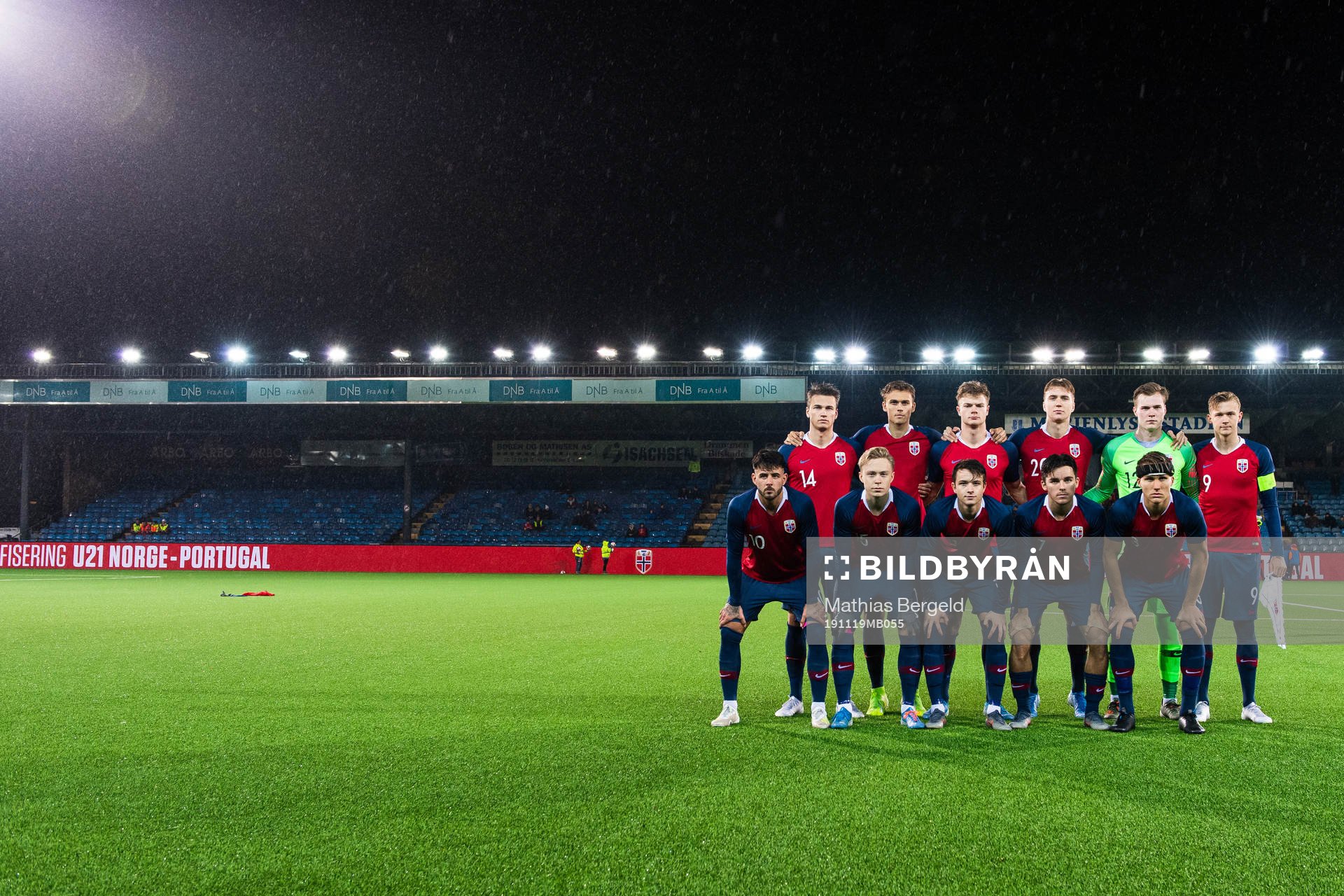 The starting eleven of Norway, from the top left, Odin