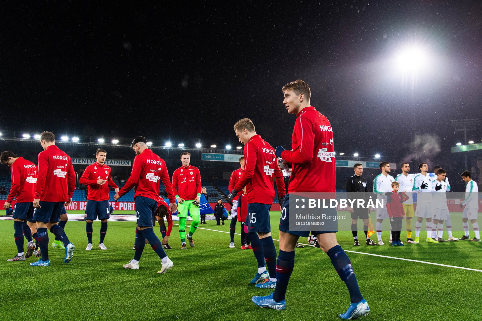 Kristian Thorstvedt of Norway enter the pitch