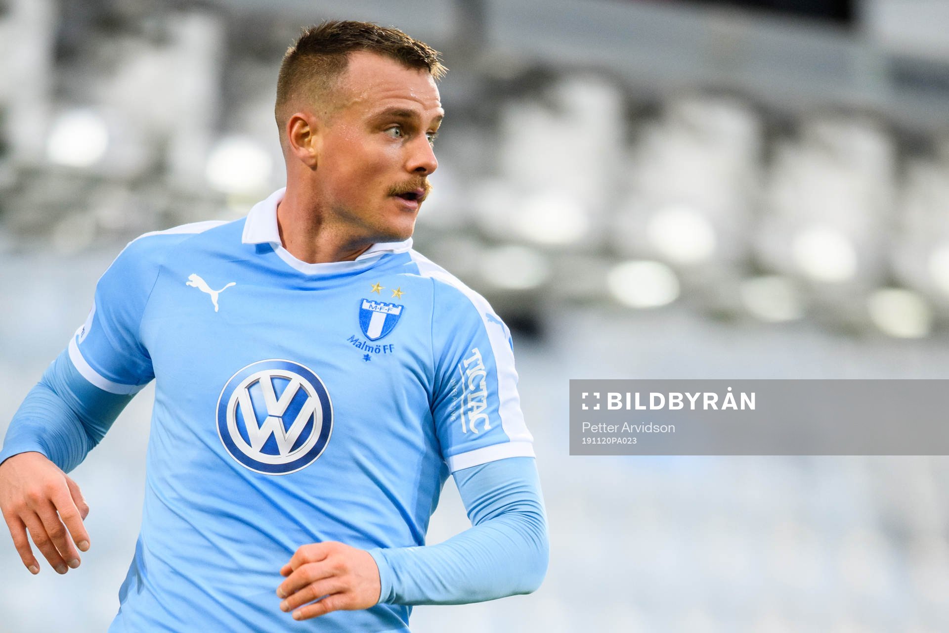 Malmö FFs Eric Larsson med mustasch