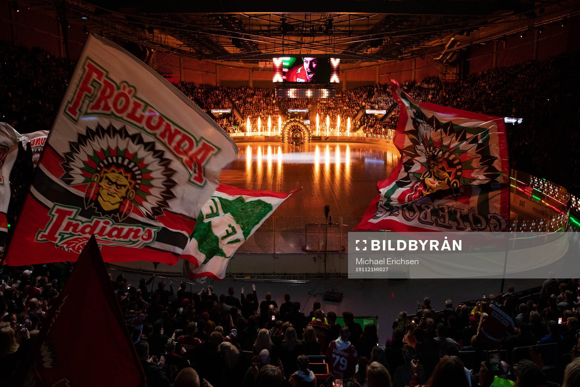 Frölundas intro innan ishockeymatchen i SHL mellan