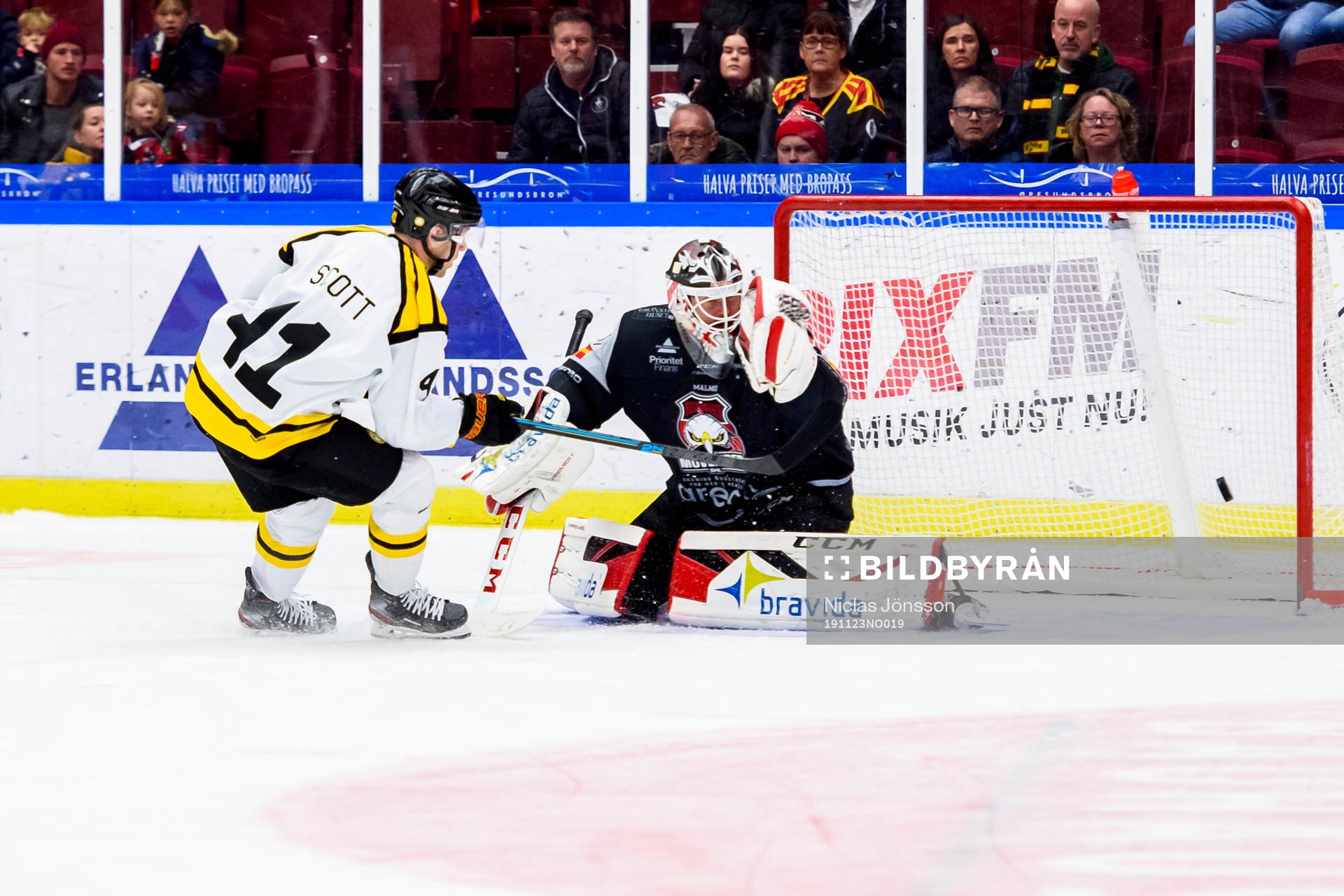 Brynäs Josef Ingman straff räddas ac målvakt Lars Volden