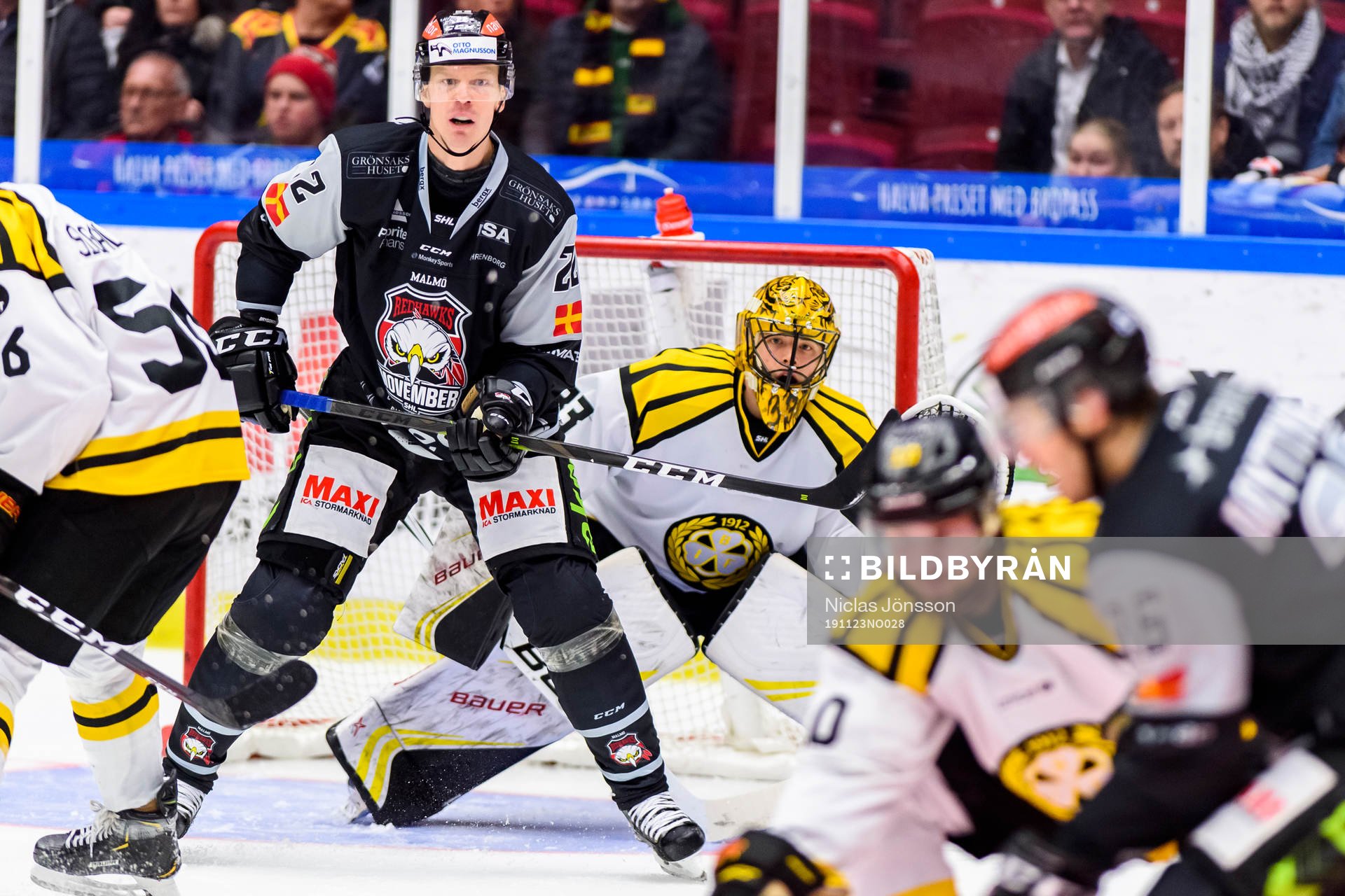 Malmö Redhawks Lars Bryggman och Brynäs målvakt Samuel