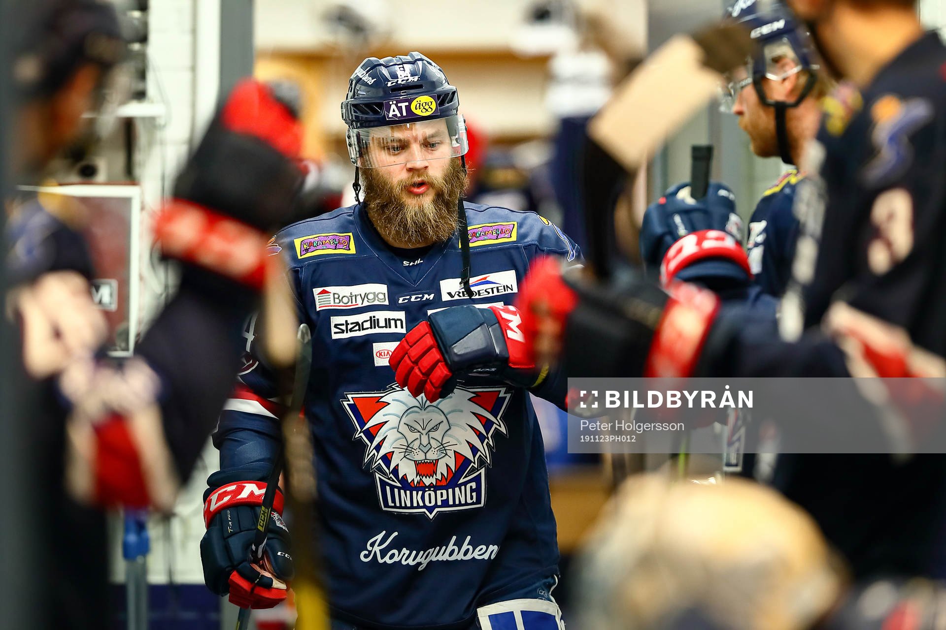 Linköpings Jimmy Andersson före ishockeymatchen i SHL