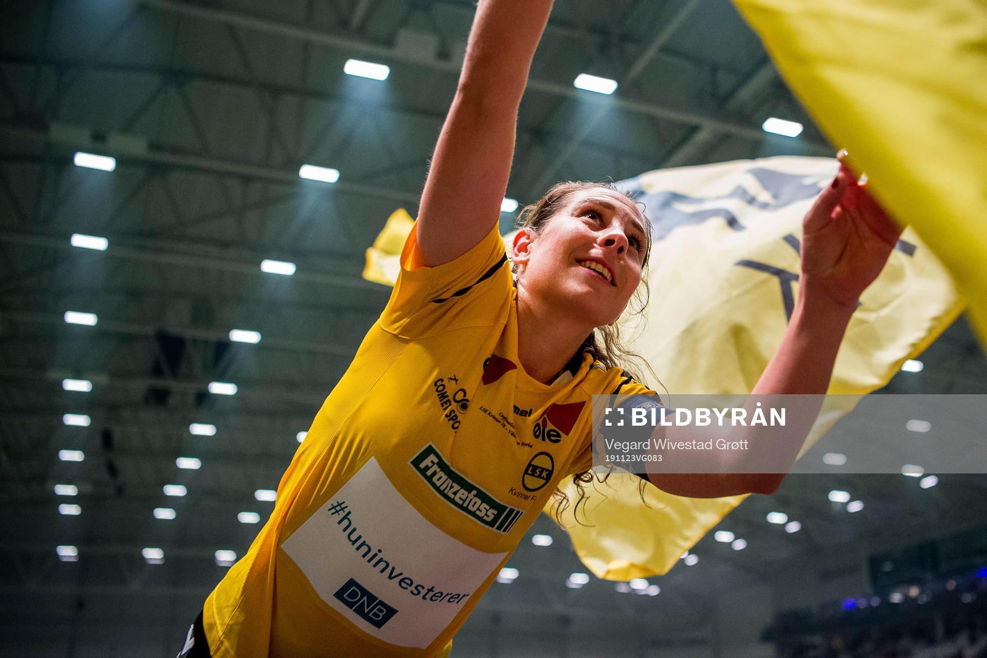 Ingrid Moe Wold of LSK Kvinner celebrates after the women’s cup final between LSK Kvinner and Vålerenga on November 23, 2019 in Fornebu.