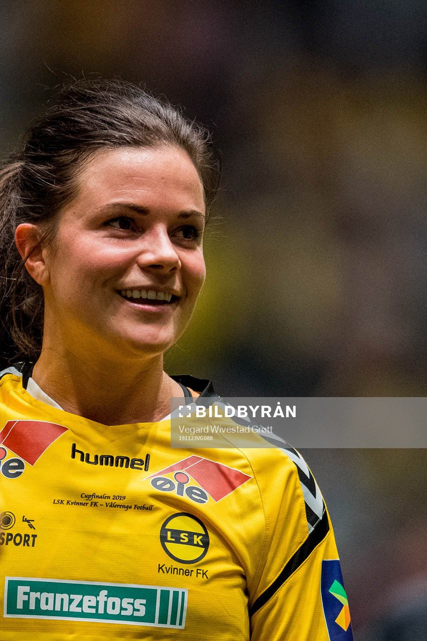 Cathrine Dekkerhus of LSK Kvinner celebrates