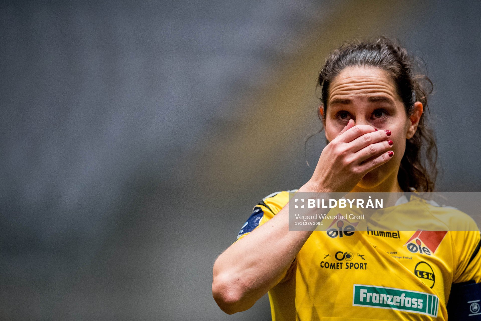 Ingrid Moe Wold of LSK Kvinner reacts