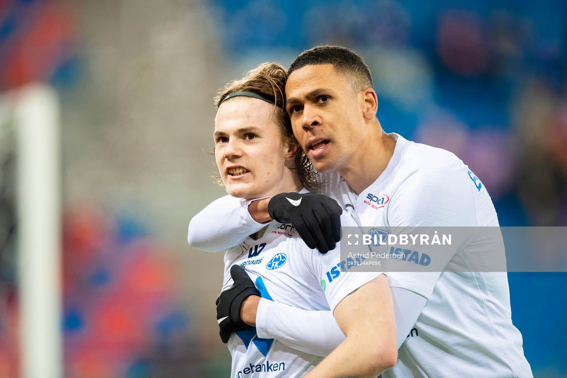 Tobias Christensen of Molde celebrate with Mathis Bolly