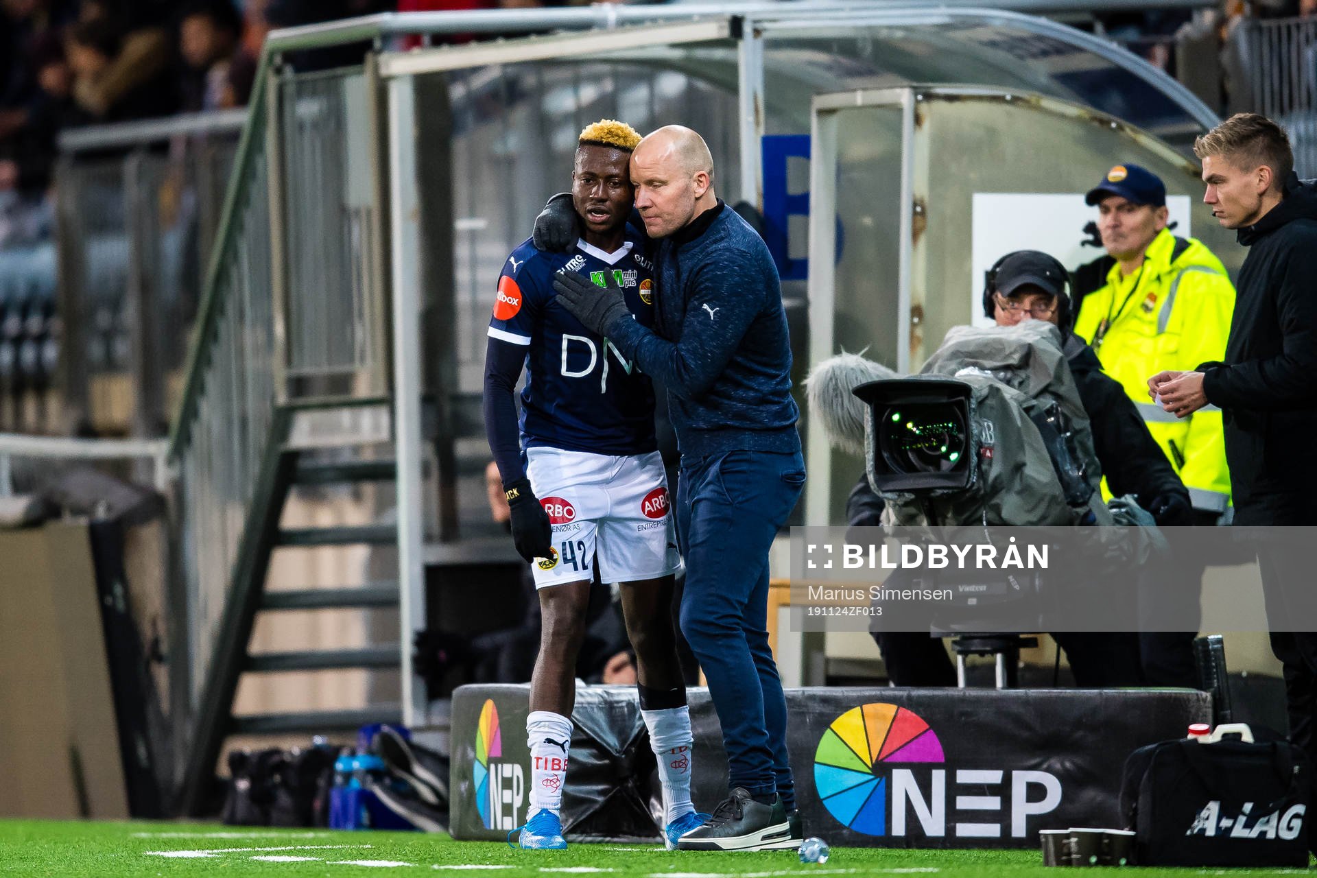 Ipalibo Jack of Strømsgodset leaves the pitch with an
