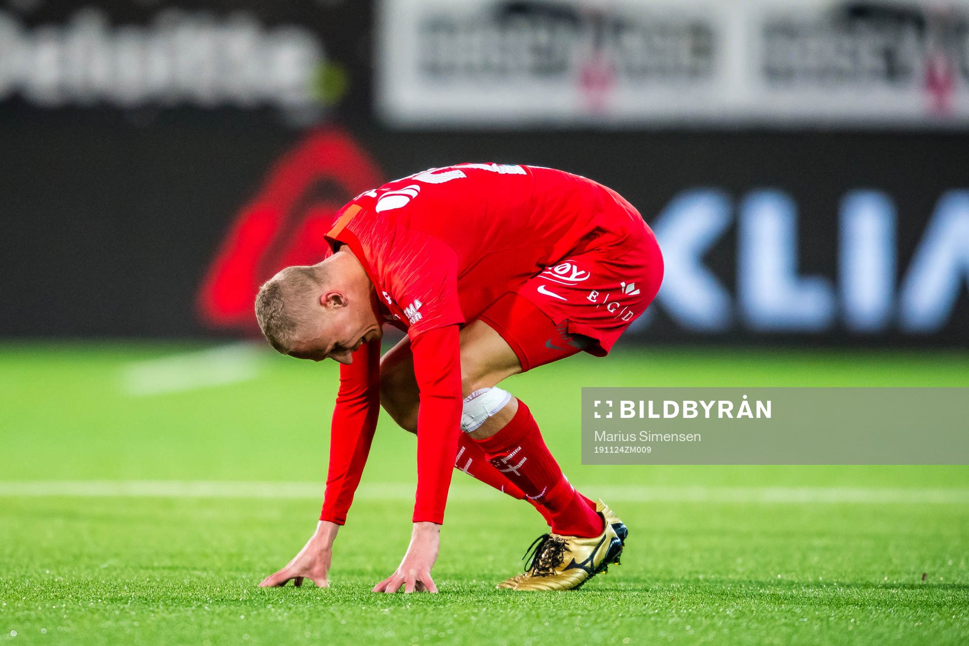 Kristoffer Ramos Barmen of Brann looks dejected during the Eliteserien match between Strømsgodset and brann on November 24, 2019 in Drammen.