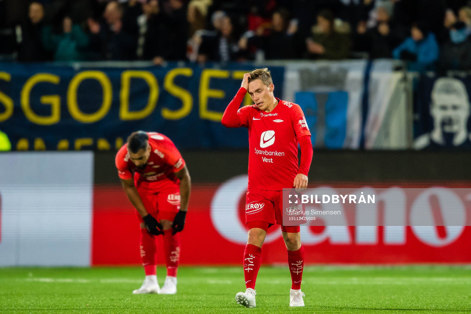 Ruben Yttergård Jenssen of Brann looks dejected