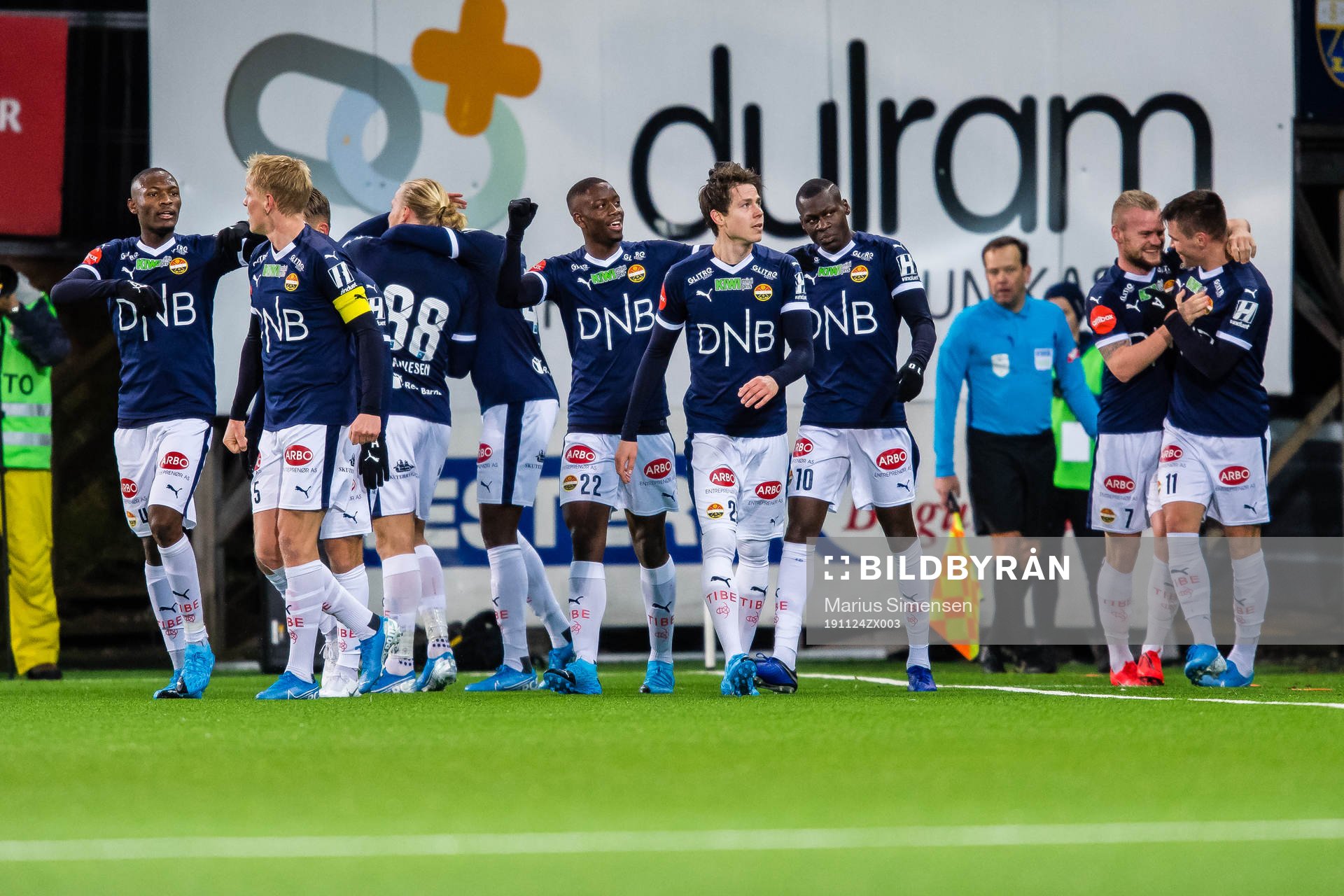 Lars-Jørgen Salvesen of Strømsgodset celebrates with