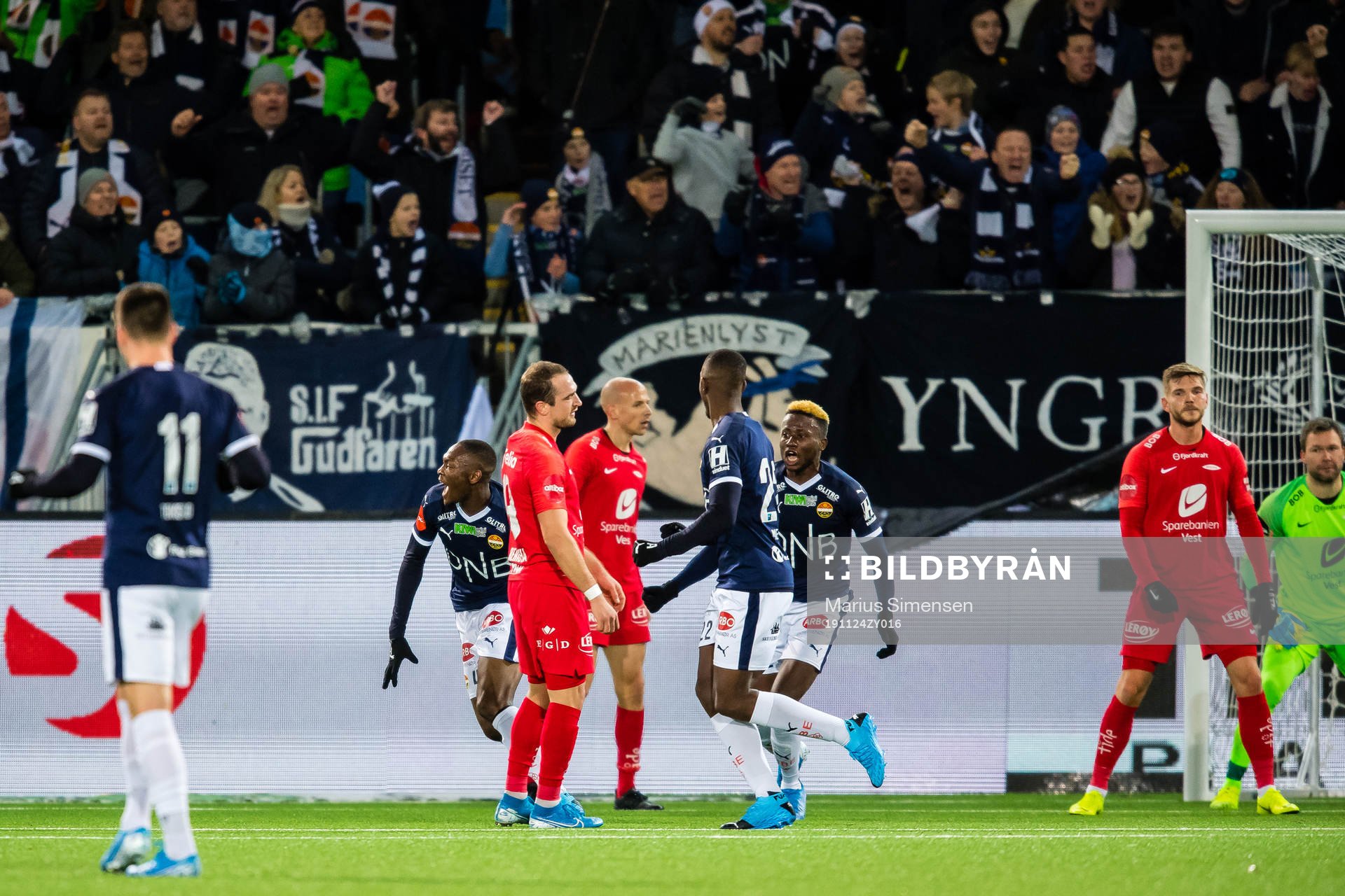Duplexe Tchamba Bangou of Strømsgodset celebrates