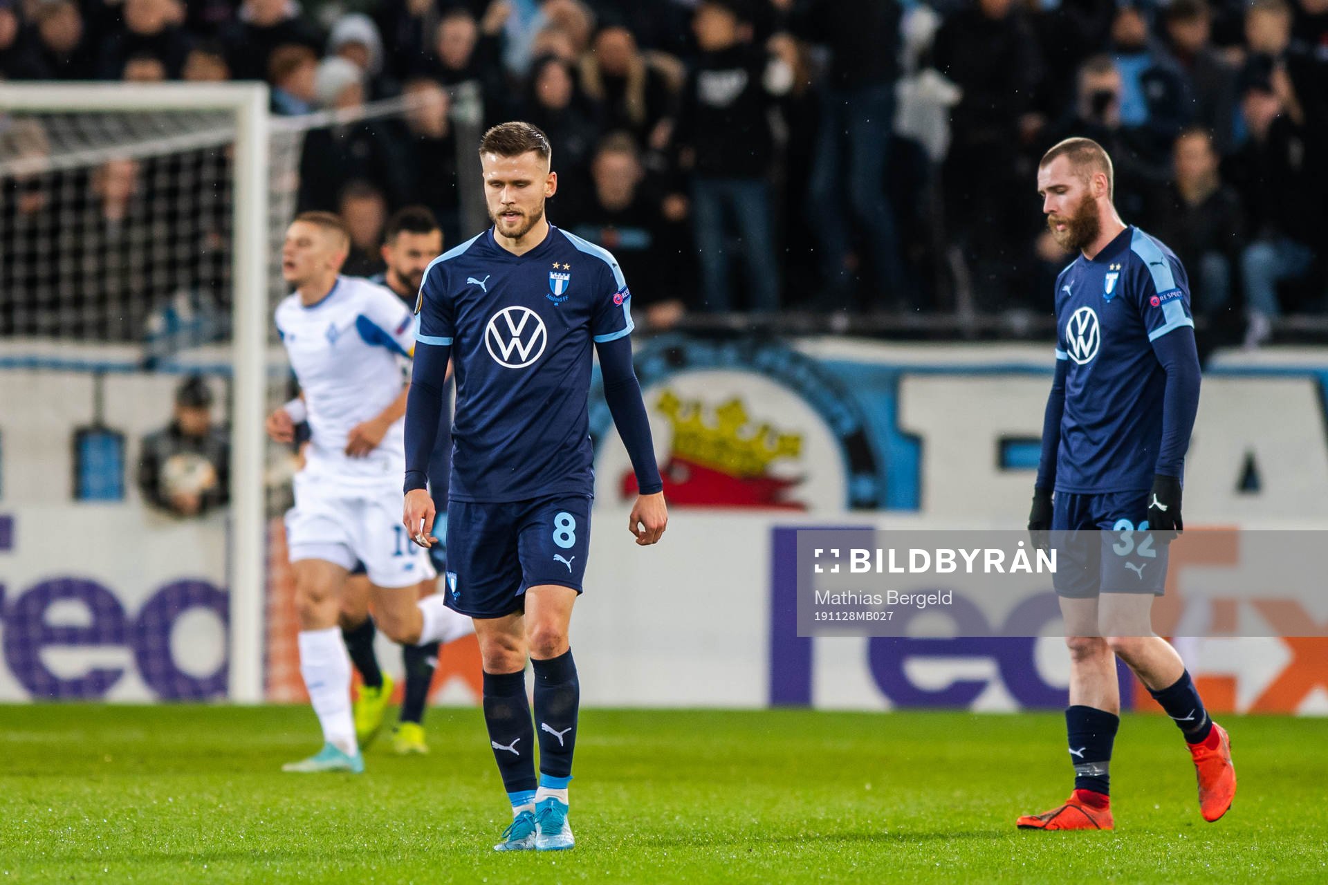 Arnor Traustason and Jo Inge Berget of Malmö FF look
