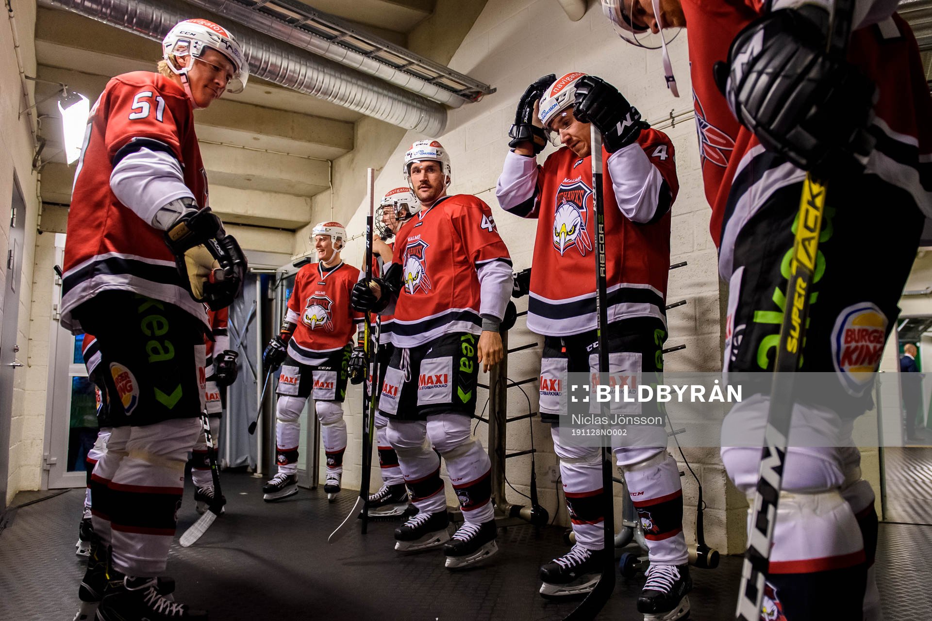 Malmö Redhawks Niklas Arell, Jesper Jensen Aabo och Emil