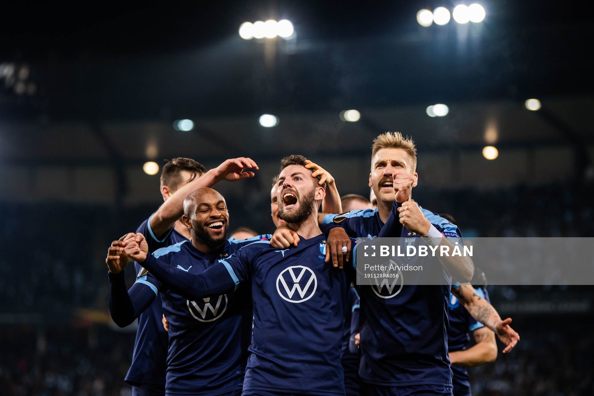 Erdal Rakip of Malmö FF celebrate with teammates