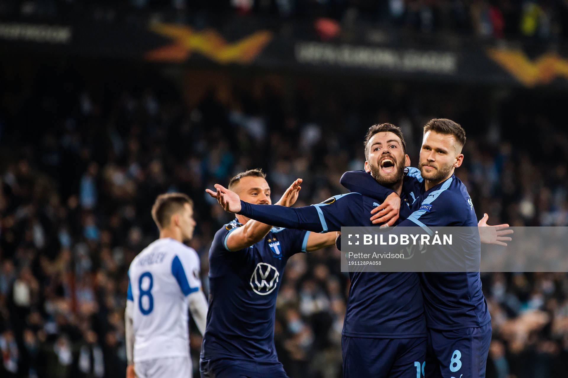 Erdal Rakip of Malmö FF celebrate Arnor Traustason