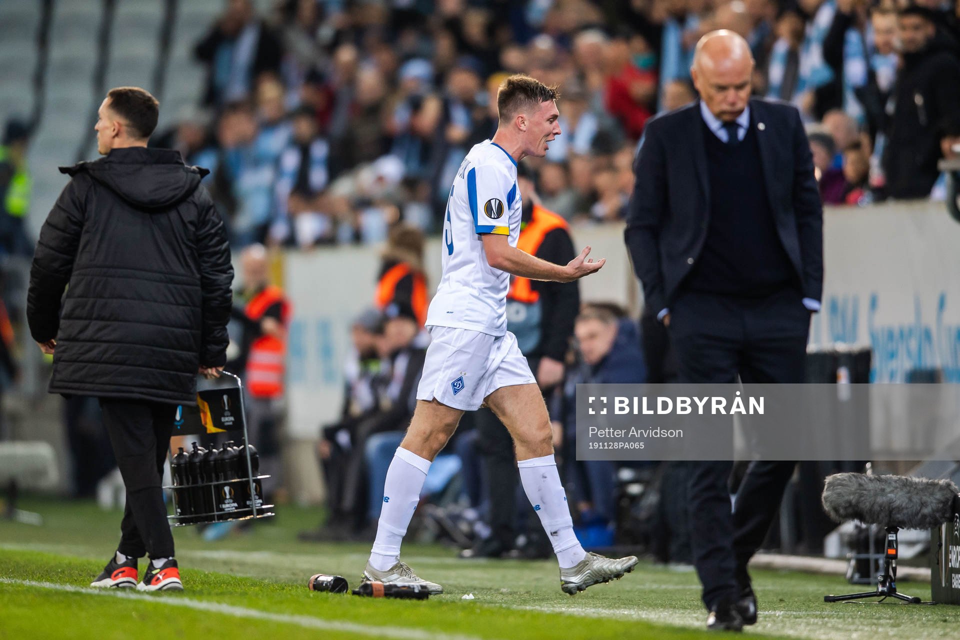 Serhiy Sydorchuk of Dynamo Kiev leaves the pitch