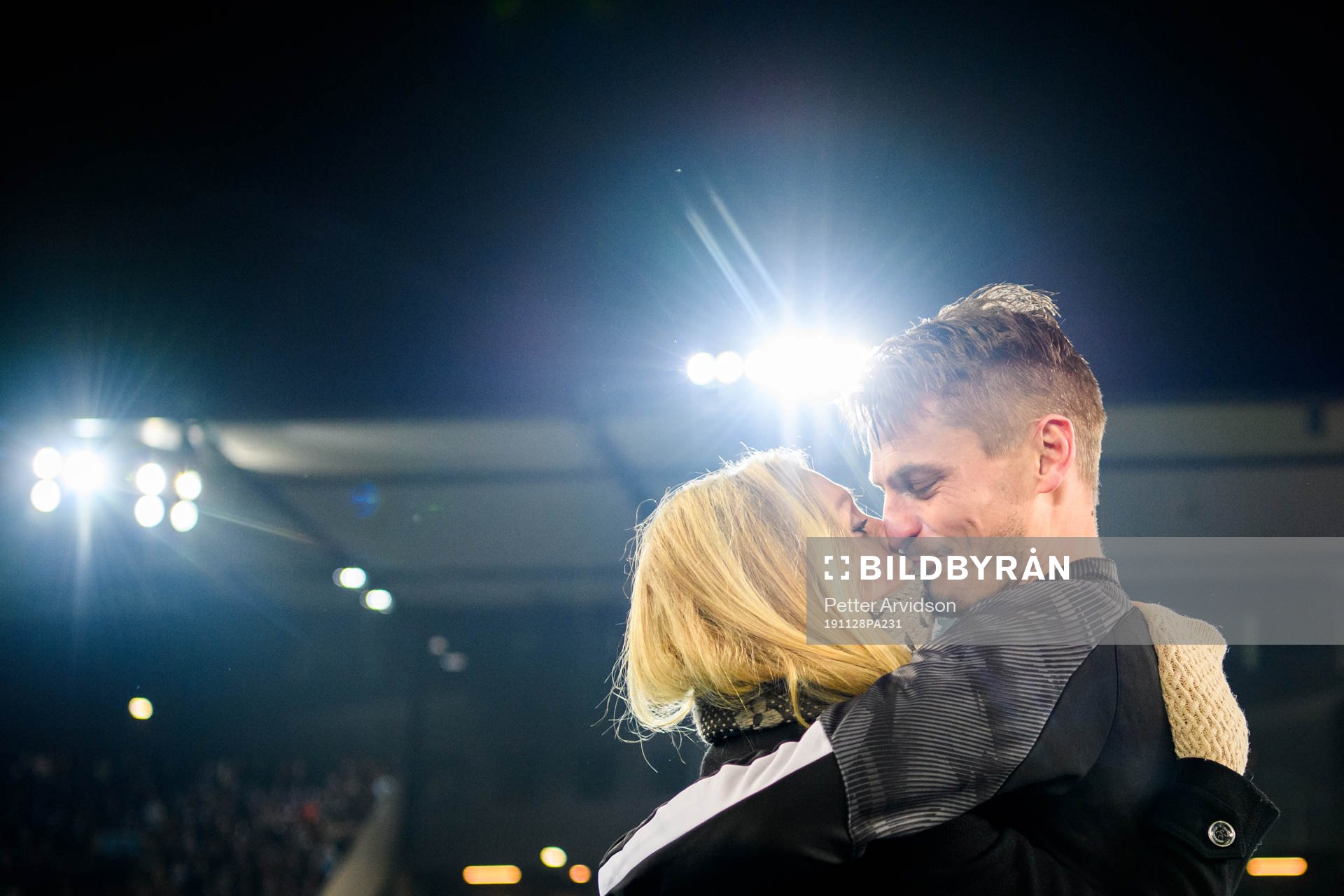 Markus Rosenberg of Malmö FF kiss his wife Maria