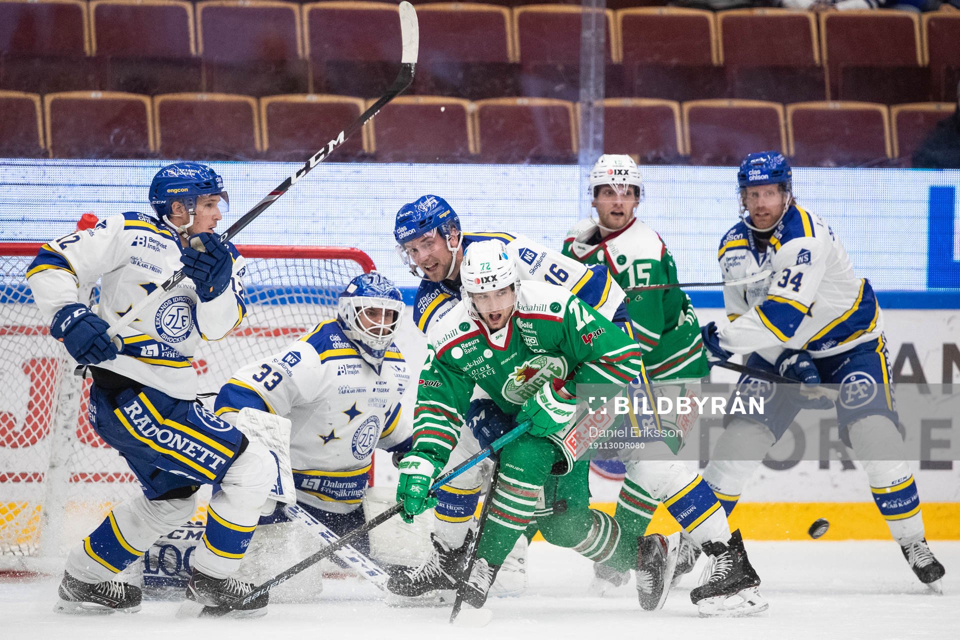Leksands målvakt Axel Brage och Fredrik Forsberg och