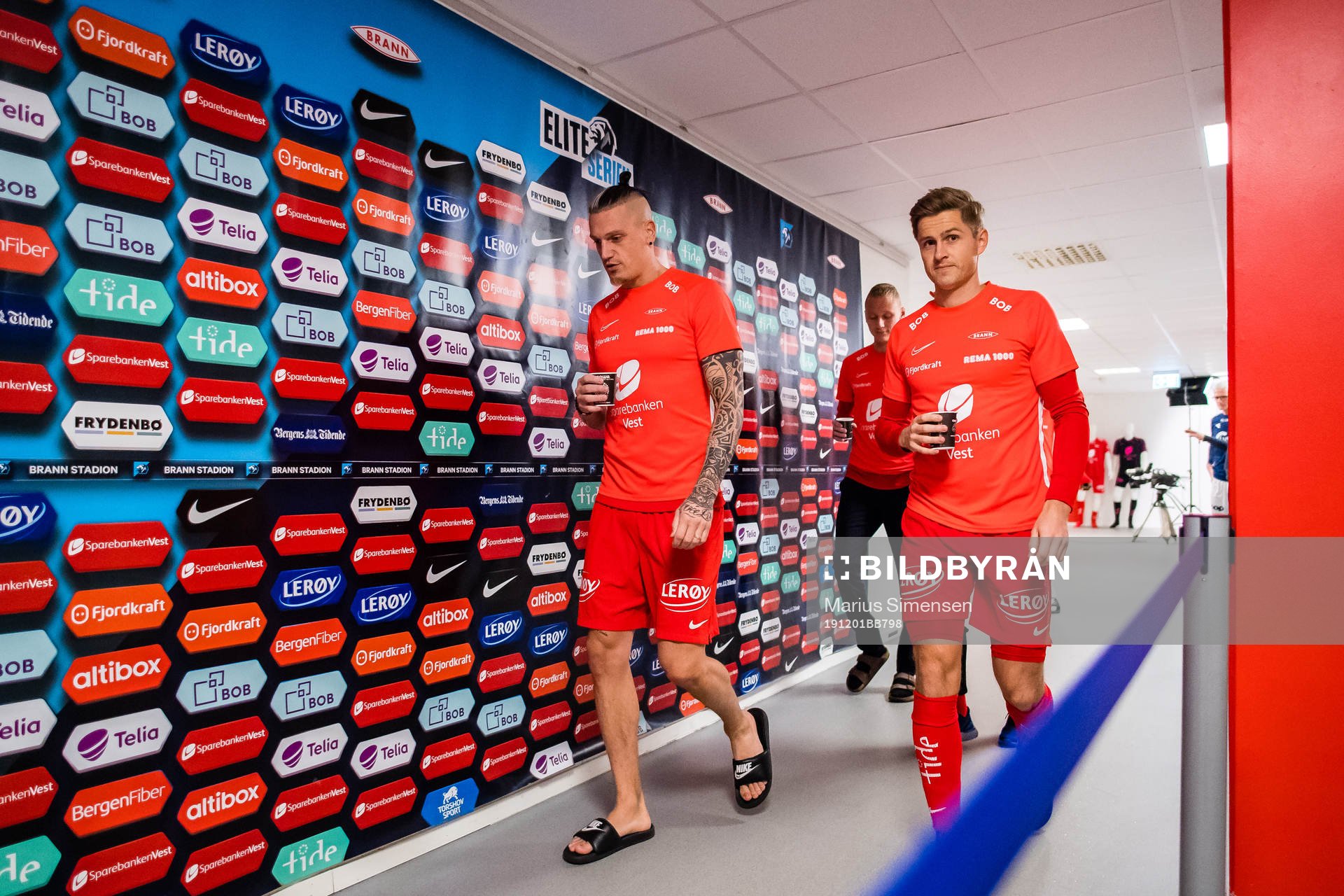 Vito Wormgoor and Thomas Grøgaard of Brann of arrives