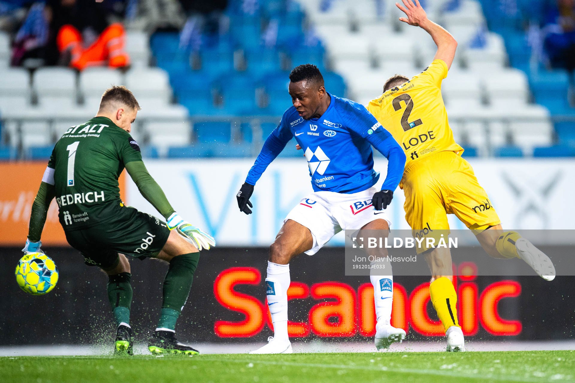 Leke Samson James of Molde scores the 4-1 goal behind