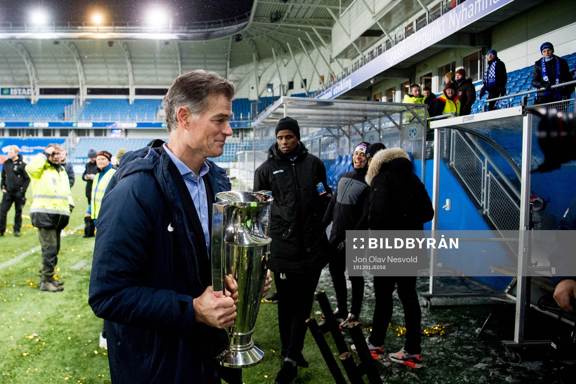 Øystein Neerland, sports director of Molde, with the trophy