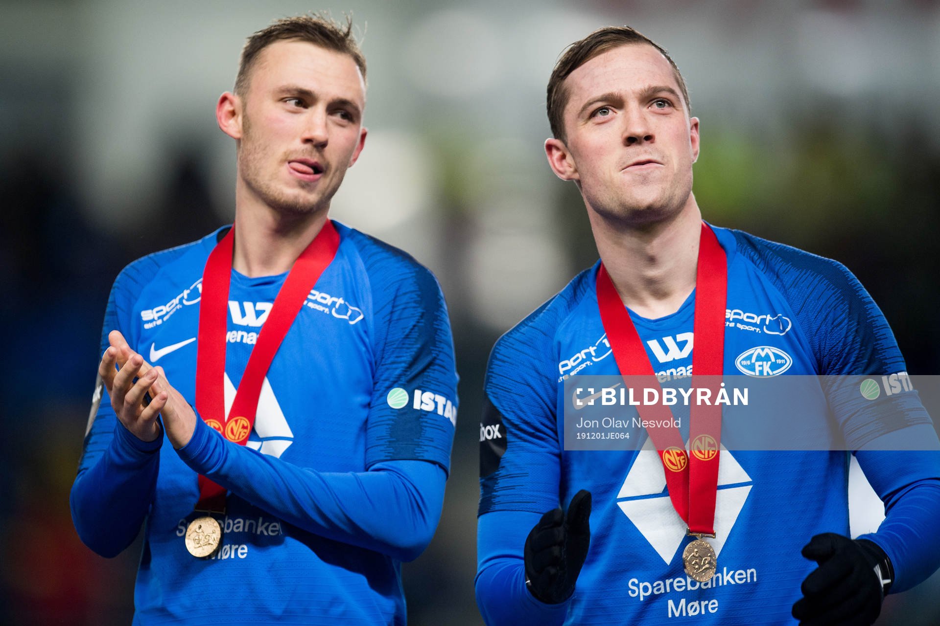 Fredrik Aursnes and Kristoffer Haraldseid of Molde celebrate