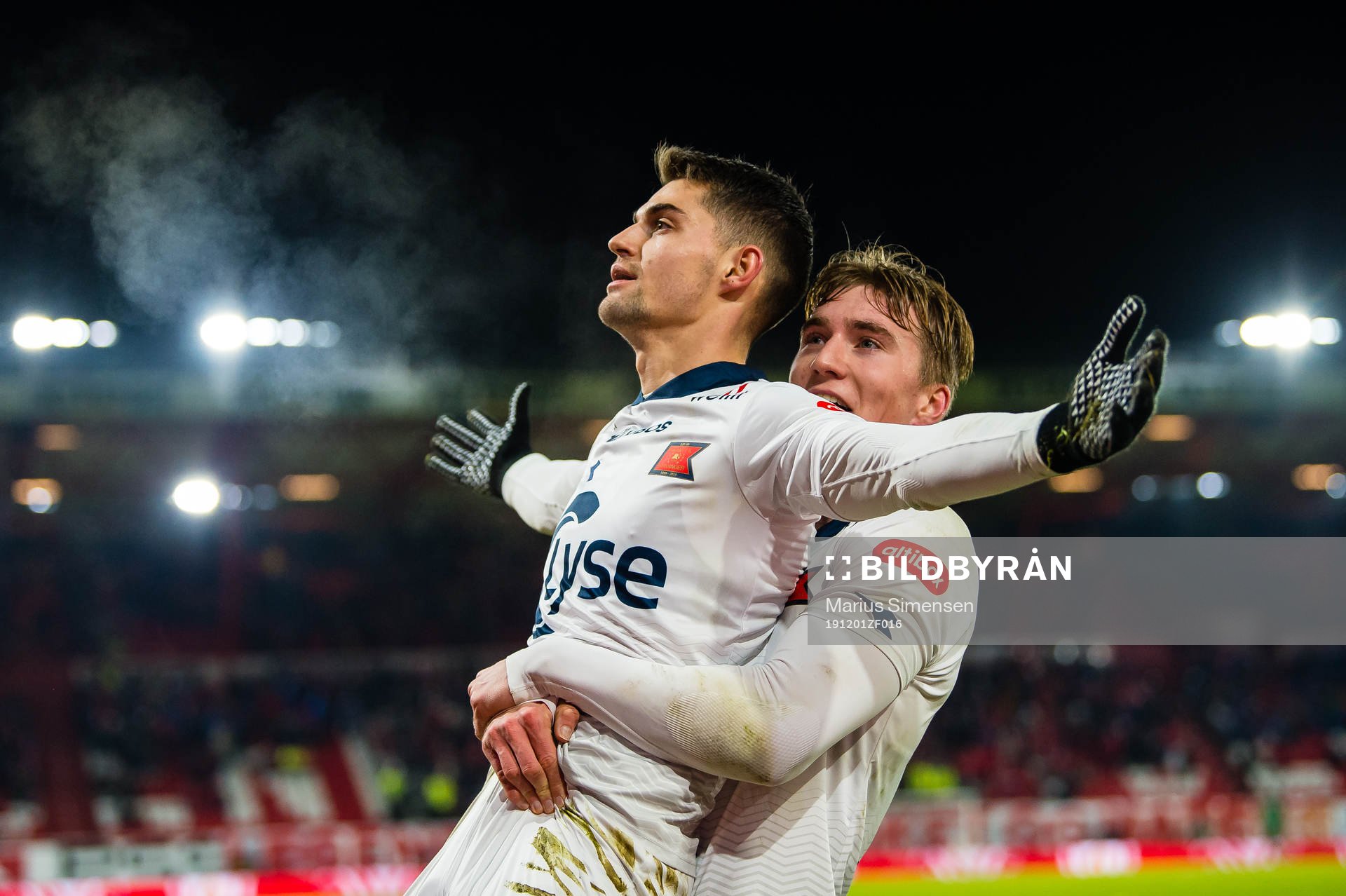 Ylldren Ibrahimaj of Viking celebrates with Kristian